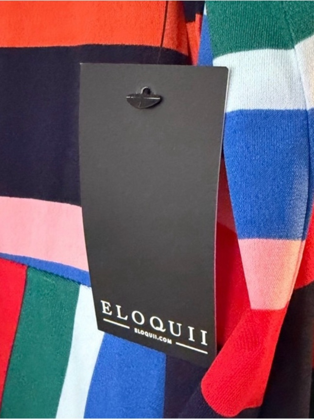 Eloquii Multi-Color Striped Dress in Navy, Red, Green, Blue, Pink - Picture 6 of 8